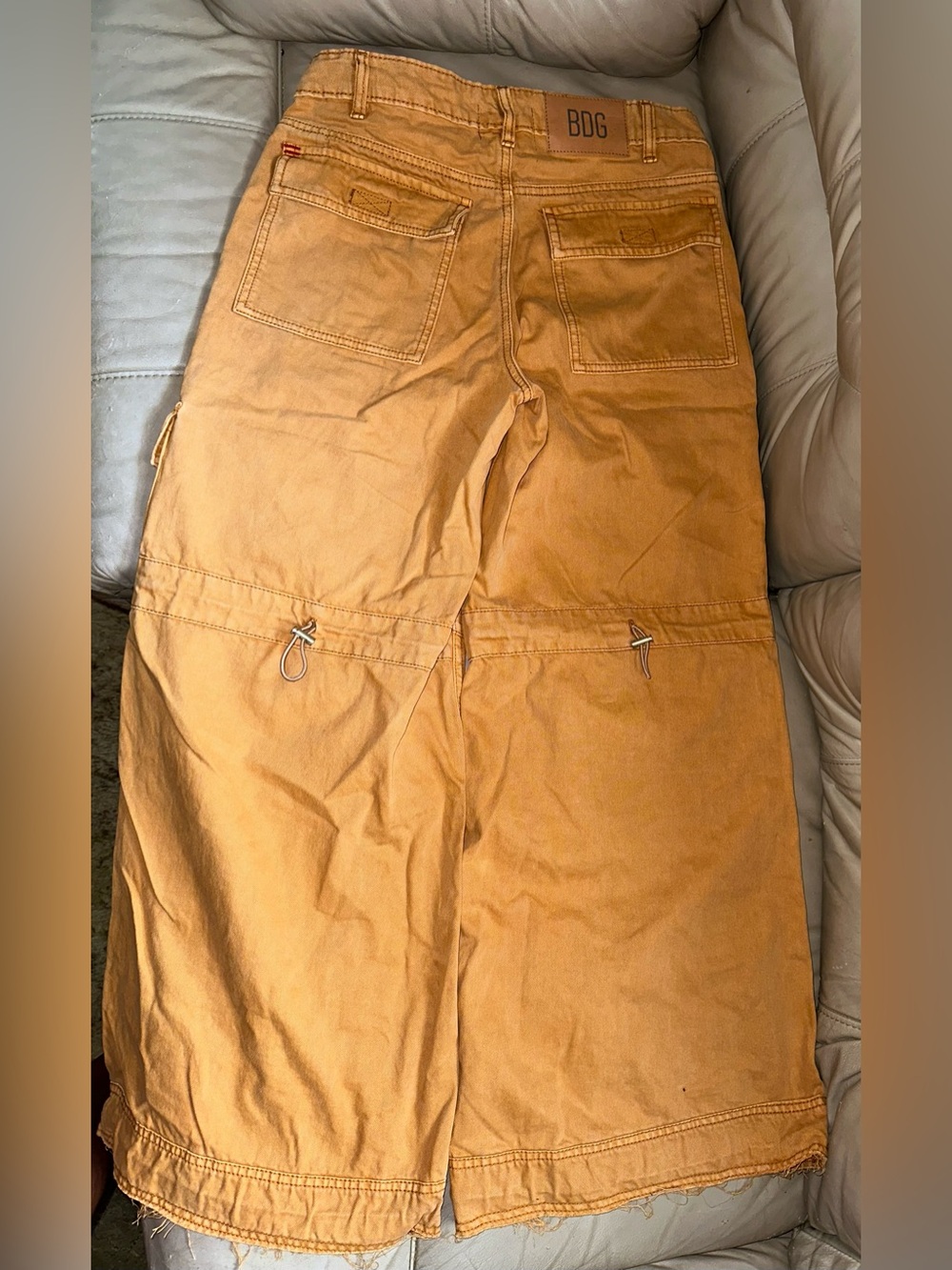BDG Cargo Utility Extreme Wide Leg Jeans in Mustard Orange - Picture 7 of 10